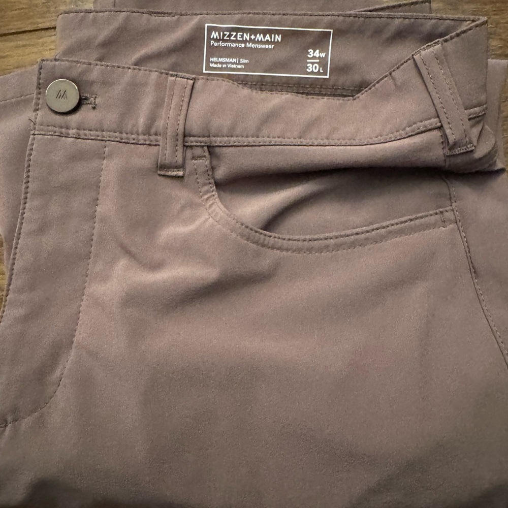 Mizzen+Main Walnut Slim Performance Pants 34W x 30L